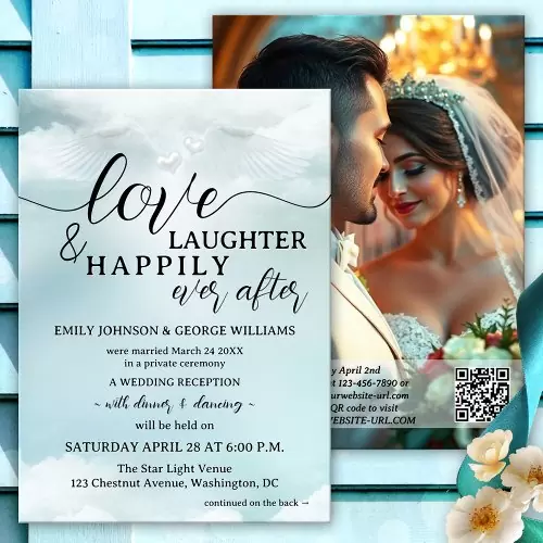 Dream cloud nine happily ever after elopement wedding invitation