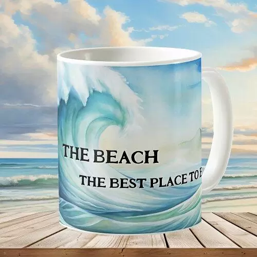 Watercolor surf beach wave personalized mug