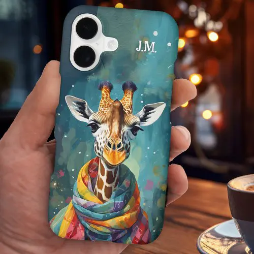 Colorful cute whimsical giraffe phone case