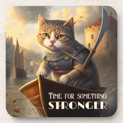 Vintage art warrior cat liquor espresso coaster