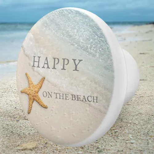 Starfish waves beach house ceramic knob