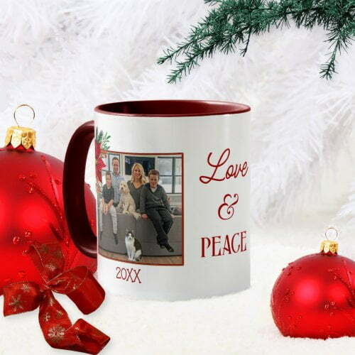 Love and peace simple Christmas keepsake photo Mug