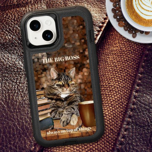 Funny Cat boss books coffee phone case