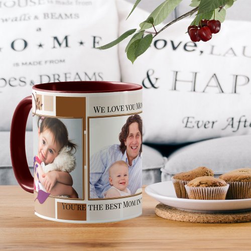 Floral family collage personalized photo mug