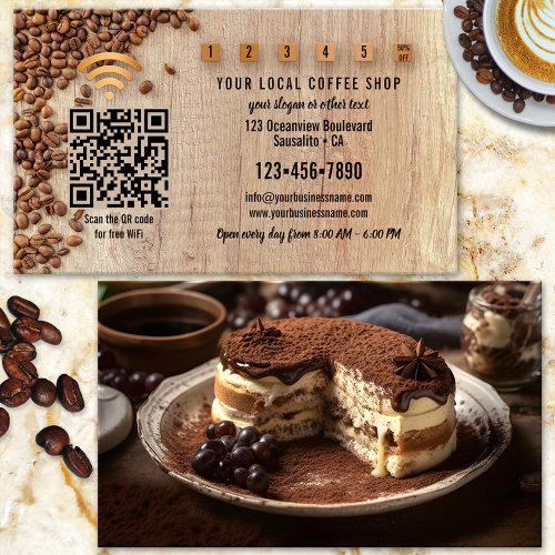 Photo QR code loyalty coffee shop business card template