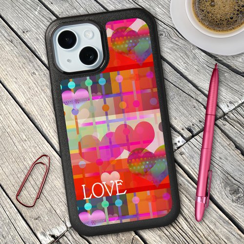 Colorful artistic abstract heart pattern phone case