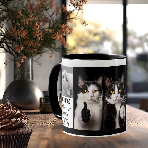 Black and white photo cat lover personalized mug
