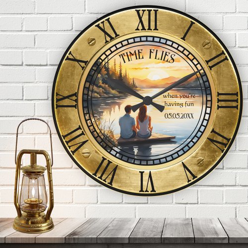 Classic porthole wedding photo nautical wall clock