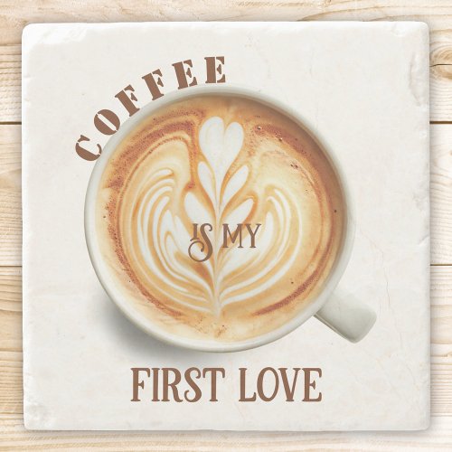 Funny watercolor coffee cappuccino lover stone coaster