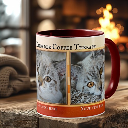 Funny obsessive cat disorder photo coffee therapy mug