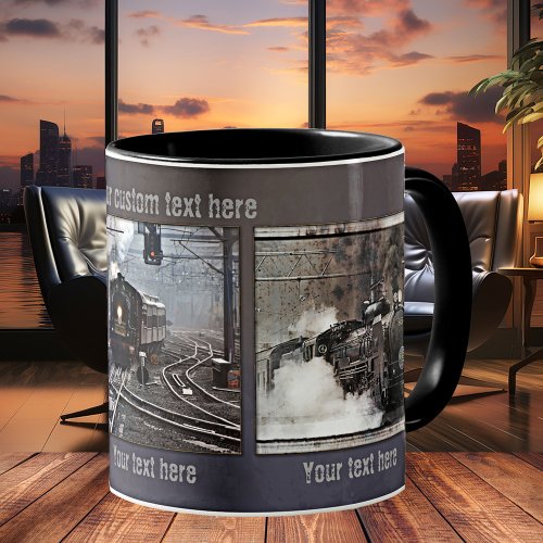 Industrial design steam train vintage photo mug