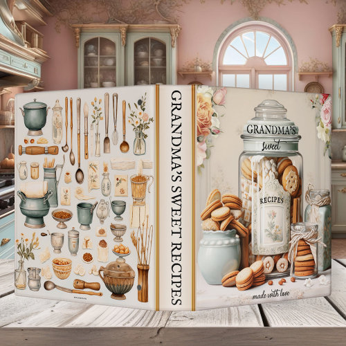 Watercolor vintage grandma sweets and dessert recipe binder