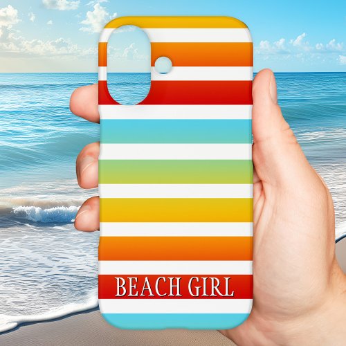 Modern rainbow striped abstract art phone case