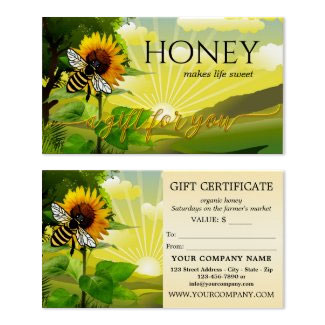 Honey bee farmers market gift certificate template