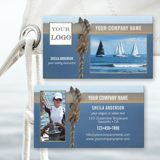 Logo photos sailing instructor nautical business card
