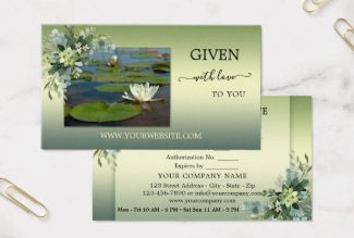 Your photo green spa relax gift certificate business card