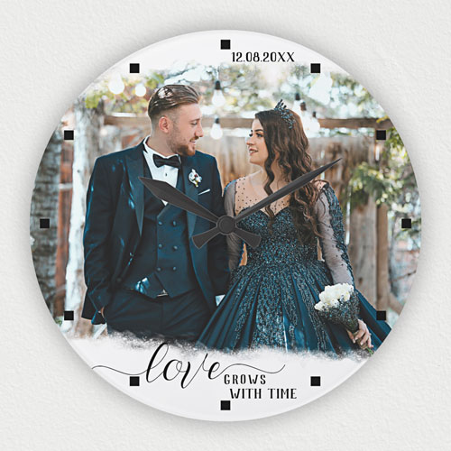 Love grows with time wedding clock
