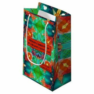 Colorful modern geometric watercolor pattern Christmas gift bag