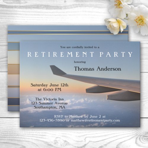 Airplane Travel Themed Retirement Party Invitation