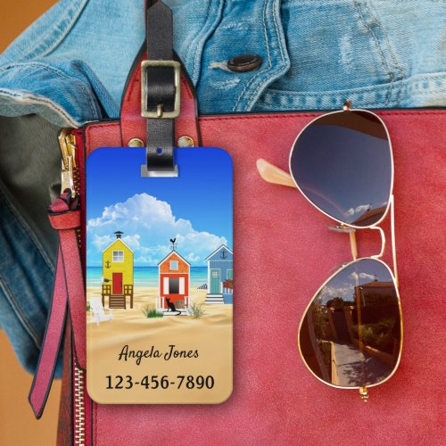 Colorful Beach Houses Luggage Tag