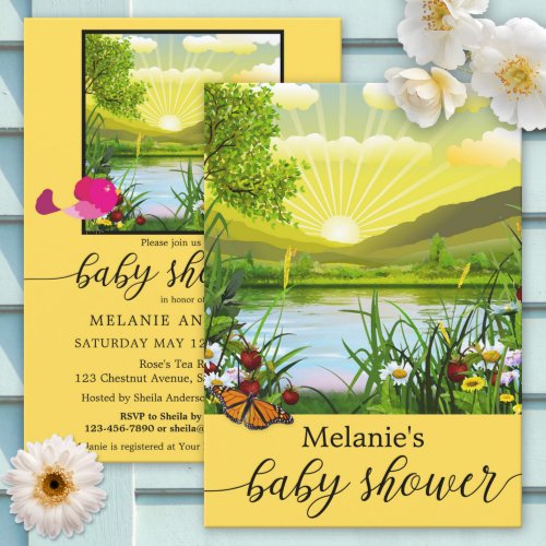 Colorful spring sunshine baby shower invitation