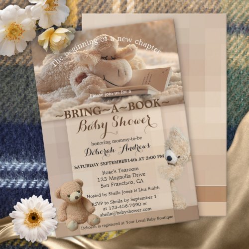 Adorable animals bring a book baby shower invitation