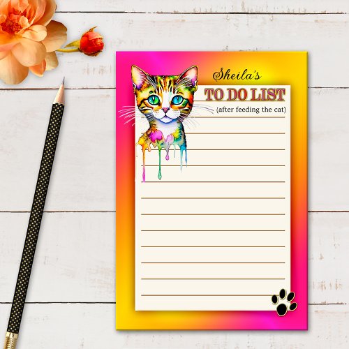 Colorful funny artistic kitty to do list post it notes