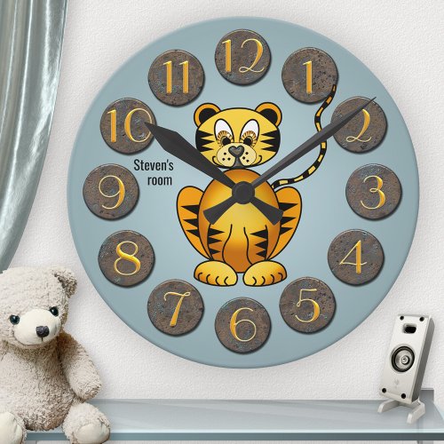 Cute tiger child room wall clock