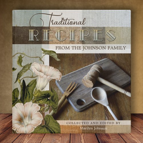 Vintage floral your photos personalized family recipe binder