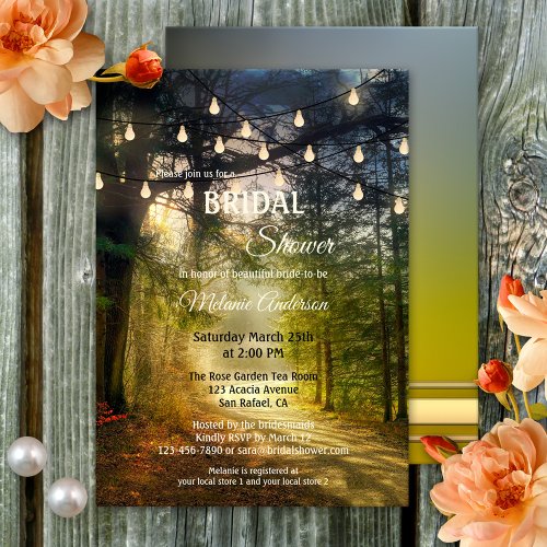 Enchanted Forest String Lights Bridal Shower Invitation