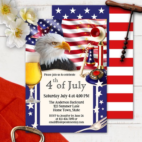 USA Independence Day Festive 4th of July party invitation