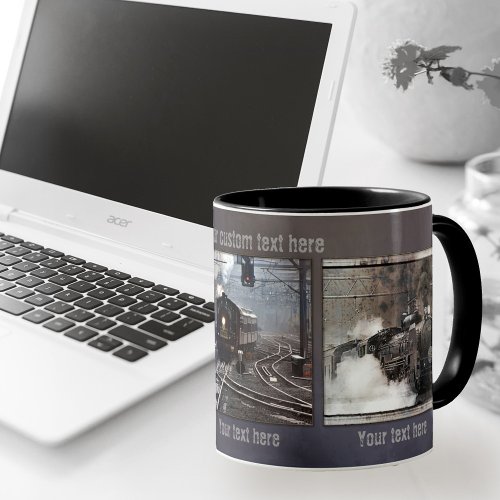 Vintage steam train personalized photo mug - gifts for him