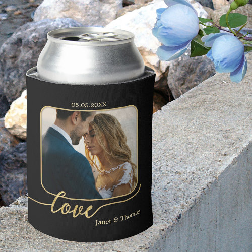 Black gold photo wedding can cooler - wedding favors and gifts