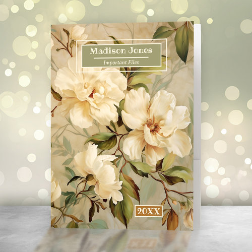 Elegant floral vintage art pocket folder