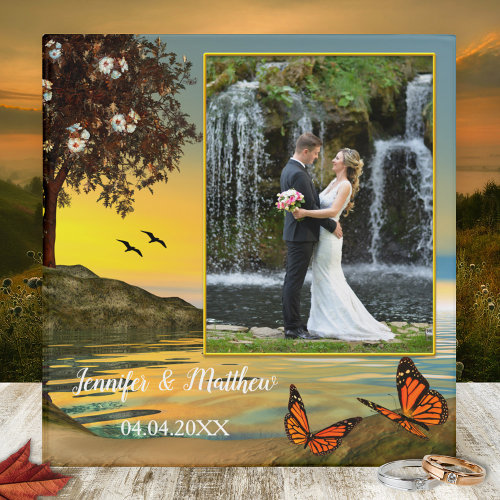 Personalized Butterfly Lake Wedding Photo Binder