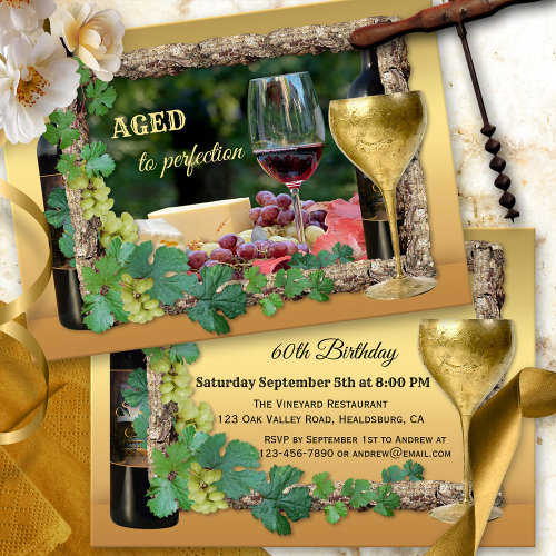 Elegant wine themed birthday party invitation - birthday invitations for adults