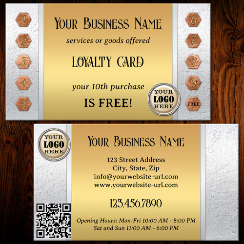 Elegant silver gold loyalty business card