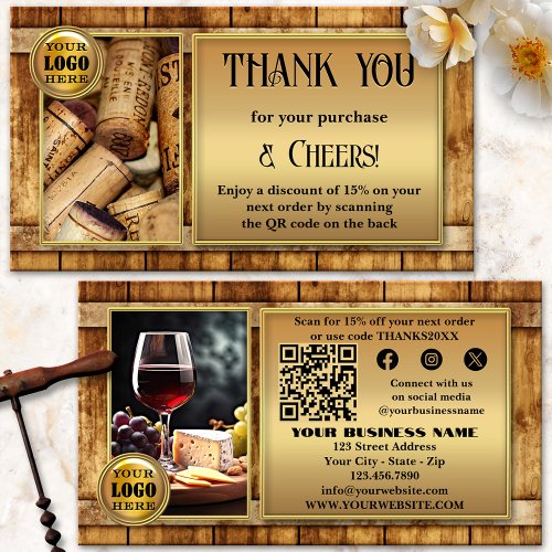 Logo QR code photo wine vineyard Thank You business card