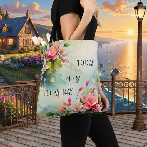 Floral artistic happy quote summer tote bag