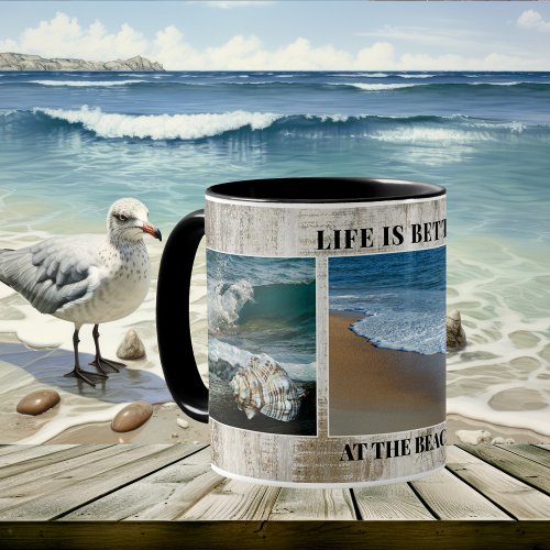 Life is better at the beach photo collage mug
