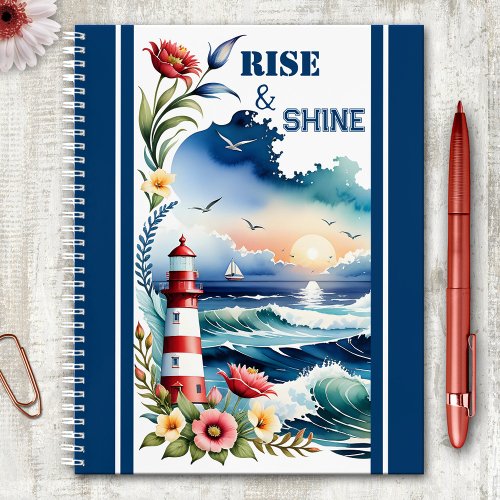 Watercolor lighthouse beach nautical notebook