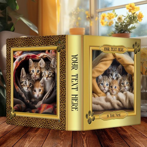 Chic gold kitten photo personalized binder