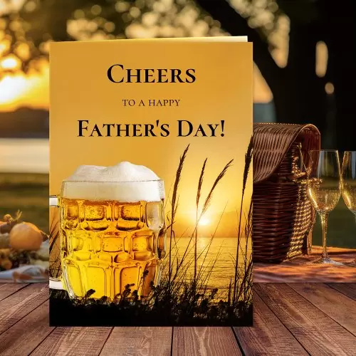 Sunset beer best dad ever Father's Day greeting card