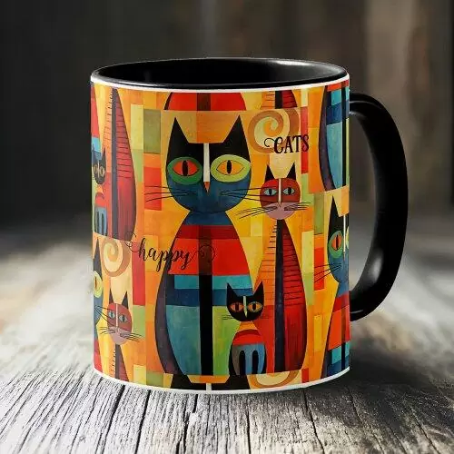 Cute colorful happy cats coffee mug
