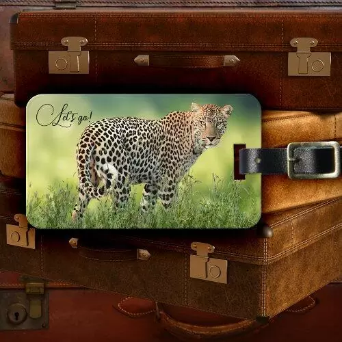 Leopard big cat adventure luggage tag