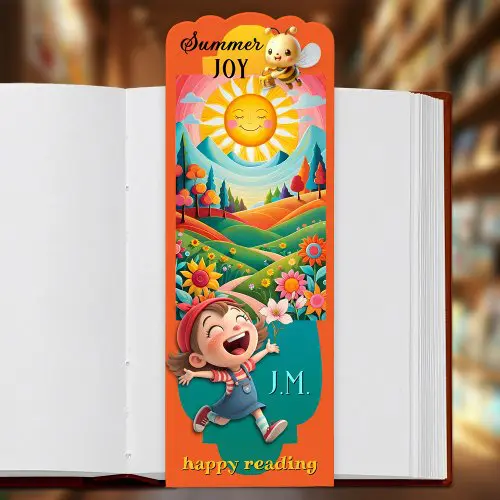 Colorful summer sun fun personalized child bookmark