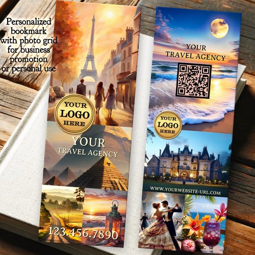 Photo collage travel agency business bookmarks