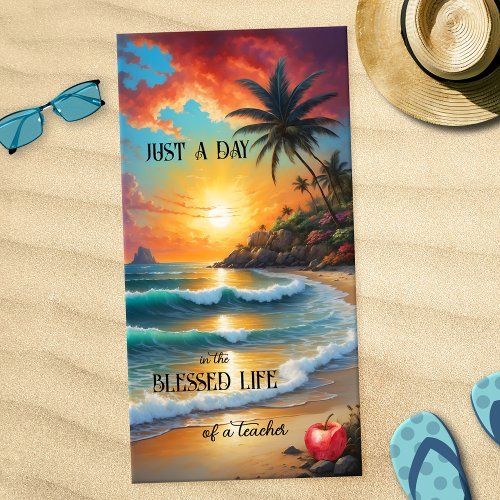 Tropical sunset personalized beach towel