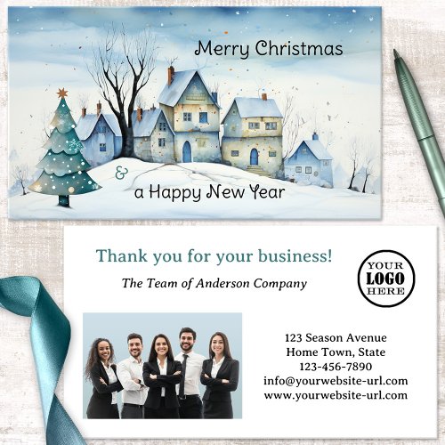Christmas holidays photo Thank You business card