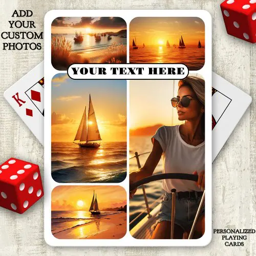 Nautical photo collage sailor or beach house playing cards